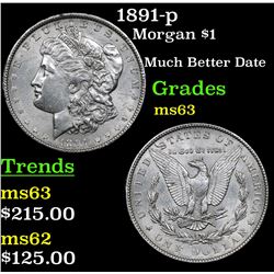 1891-p Morgan Dollar $1 Grades Select Unc