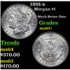 Image 1 : 1891-s Morgan Dollar $1 Grades Select+ Unc