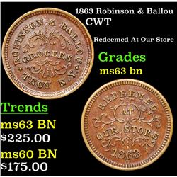 1863 Robinson & Ballou Civil War Token 1c Grades Select Unc BN