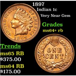 1897 Indian Cent 1c Grades Choice+ Unc RB