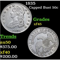1835 Capped Bust Half Dollar 50c Grades xf+