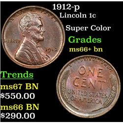 1912-p Lincoln Cent 1c Grades GEM++ BN