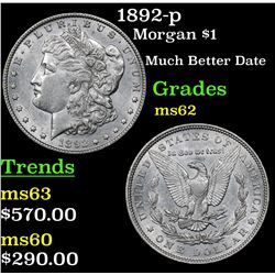 1892-p Morgan Dollar $1 Grades Select Unc