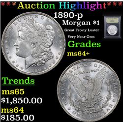 ***Auction Highlight*** 1890-p Morgan Dollar $1 Graded Choice+ Unc By USCG (fc)