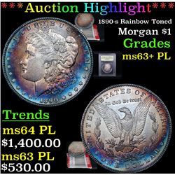 ***Auction Highlight*** 1890-s Rainbow Toned Morgan Dollar $1 Graded Select Unc+ PL By USCG (fc)