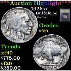 ***Auction Highlight*** 1926-s Buffalo Nickel 5c Graded vf++ By USCG (fc)