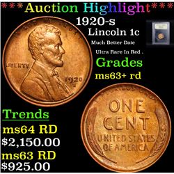 ***Auction Highlight*** 1920-s Lincoln Cent 1c Graded Select+ Unc RD By USCG (fc)
