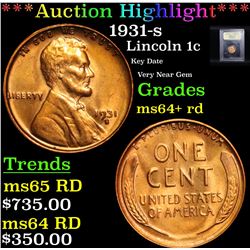 ***Auction Highlight*** 1931-s Lincoln Cent 1c Graded Choice+ Unc RD By USCG (fc)