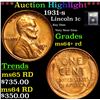 Image 1 : ***Auction Highlight*** 1931-s Lincoln Cent 1c Graded Choice+ Unc RD By USCG (fc)