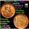 Image 1 : ***Auction Highlight*** 1913-d Lincoln Cent 1c Graded Gem+ Unc RD By USCG (fc)