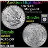 Image 1 : ***Auction Highlight*** 1878-cc Morgan Dollar $1 Graded Choice Unc By USCG (fc)