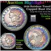 Image 1 : ***Auction Highlight*** 1836 Rainbow Toned Capped Bust Quarter 25c Graded Choice AU/BU Slider By USC