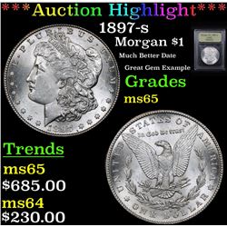 ***Auction Highlight*** 1897-s Morgan Dollar $1 Graded GEM Unc By USCG (fc)