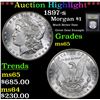 Image 1 : ***Auction Highlight*** 1897-s Morgan Dollar $1 Graded GEM Unc By USCG (fc)