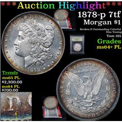 ***Auction Highlight*** 1878-p 7tf Morgan Dollar $1 Graded Choice Unc+ PL By USCG (fc)