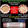 Image 1 : Mixed small cents 1c orig shotgun roll, 1916-d Wheat Cent, 1858 Flying Eagle Cent other end
