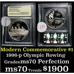 1996-P Olympics Rowing . . Proof Commem Half Dollar 50c Grades GEM++ Proof Deep Cameo