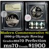 Image 1 : 1996-P Olympics Rowing . . Proof Commem Half Dollar 50c Grades GEM++ Proof Deep Cameo