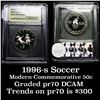 Image 1 : 1996-s Olympics Soccer . . Proof Commem Half Dollar 50c Grades GEM++ Proof Deep Cameo