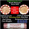 Image 1 : Mixed small cents 1c orig shotgun roll, 1919-d Wheat Cent, 1927-d Wheat Cent other end