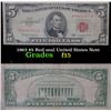Image 1 : 1963 $5 Red seal United States Note . . Grades f+