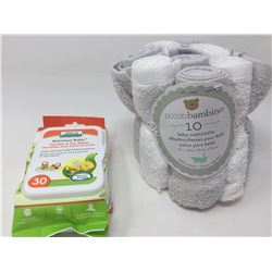 Lot of Piccolo Bambino Baby Washcloths and Wipes
