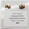 Image 3 : 10K Yellow Gold Garnet(0.5ct) Chalcedony Flower Earrings, Made in Canada, Suggested Retail Value $12
