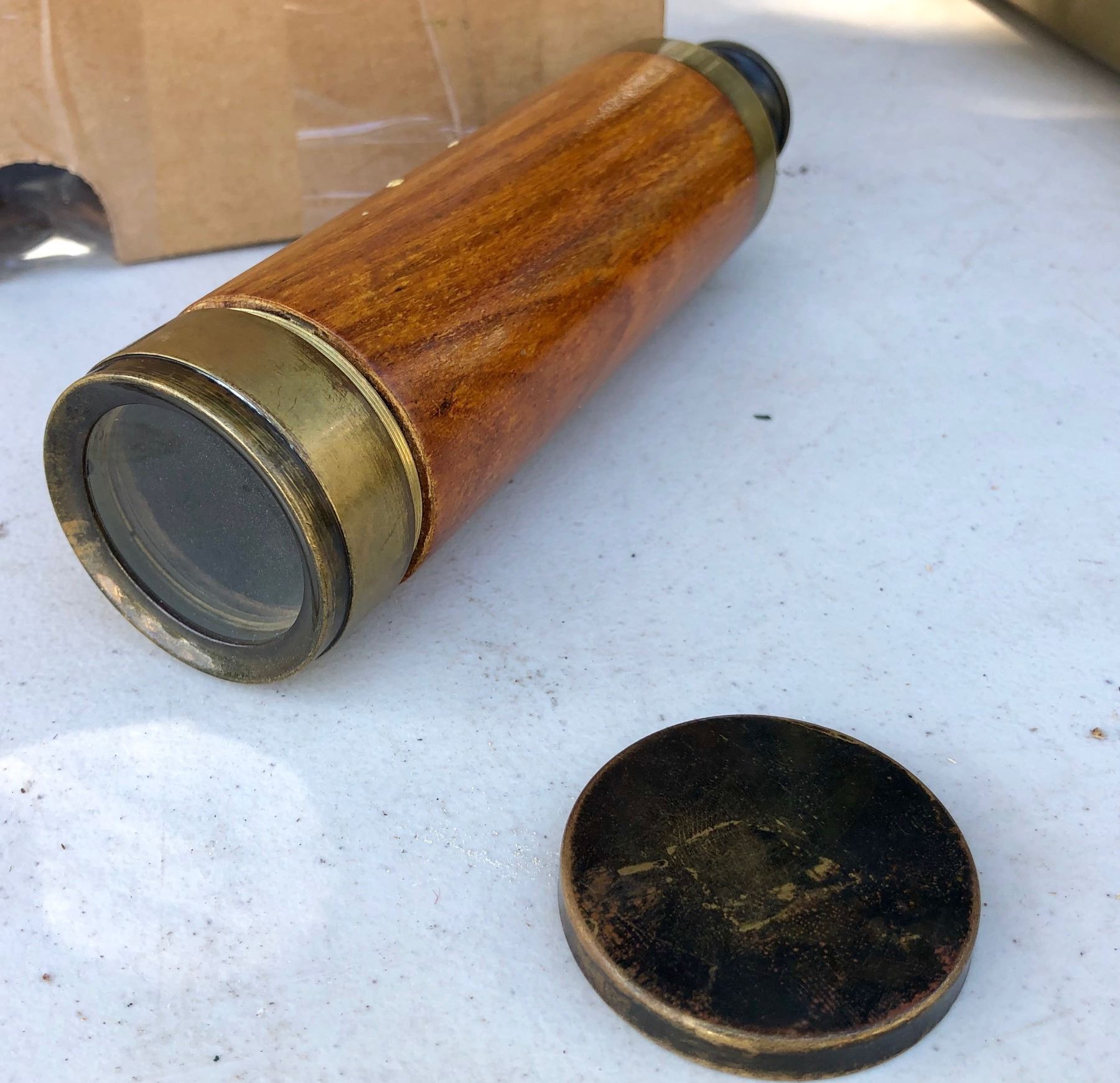 ANTIQUE BRASS / WOOD TELESCOPE ROSS LONDON