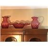 Image 2 : GR OF 6 CRANBERRY GLASS PIECES