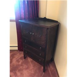 DARK WOOD FINISH ANTIQUE CABINET