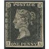 Image 1 : Great Britain 1 Penny Black #1 PL7 VF