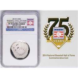 Opening Day 2014-S Proof Baseball Hall of Fame Half Dollar Coin NGC PF70