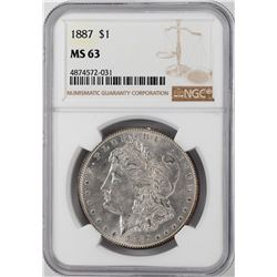 1887 $1 Morgan Silver Dollar Coin NGC MS63