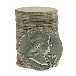 Roll of (20) Brilliant Uncirculated 1963-D Franklin Half Dollar Coins