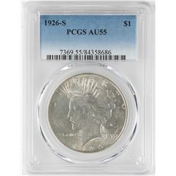 1926-S $1 Peace Silver Dollar Coin PCGS AU55