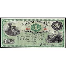 1873 $1 South Carolina Rail Road Company Obsolete Note