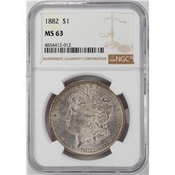 1882 $1 Morgan Silver Dollar Coin NGC MS63