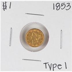 1853 Type 1 $1 Liberty Head Gold Dollar Coin