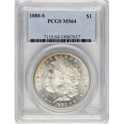 1880-S $1 Morgan Silver Dollar Coin PCGS MS64 Amazing Toning