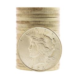 Roll of (20) Brilliant Uncirculated 1923 $1 Peace Silver Dollar Coins
