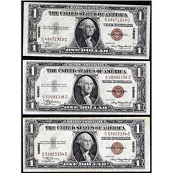 Lot of (3) 1935A $1 Hawaii WWII Emergency Issue Silver Certificate Notes