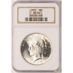 1923 $1 Peace Silver Dollar Coin NGC MS66