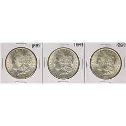 Lot of (3) 1889 $1 Morgan Silver Dollar Coins