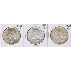 Lot of 1923-S to 1925-S $1 Peace Silver Dollar Coins