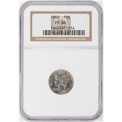 1942 Proof Mercury Dime Coin NGC PF66