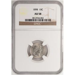 1898 Barber Dime Coin NGC AU58
