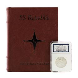 1858 8 in Rock SS Republic Seated Liberty Half Dollar Coin NGC Shipwreck Effect w/Book
