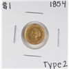 Image 1 : 1854 Type 2 $1 Indian Princess Head Gold Dollar Coin