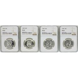 Lot of (4) 1959 Proof Franklin Half Dollar Coins NGC PF67