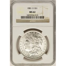 1881-O $1 Morgan Silver Dollar Coin NGC MS62